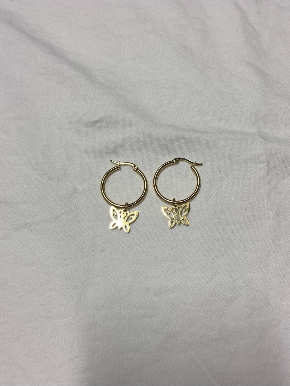 Gold Butterfly Hoop Earrings - Women Jewelry